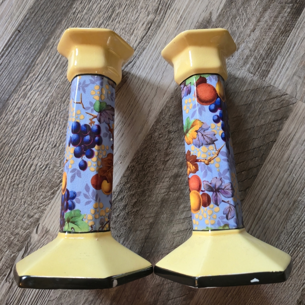 Tuscan 1920s Art Deco 450.A Antique Fruit Taper Holders Made in England Pair - Picture 12 of 12